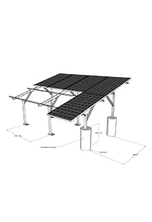 KD Solar Ground Mount Kit for 18 panels - 9 columns by 2 rows - Portrait orientation